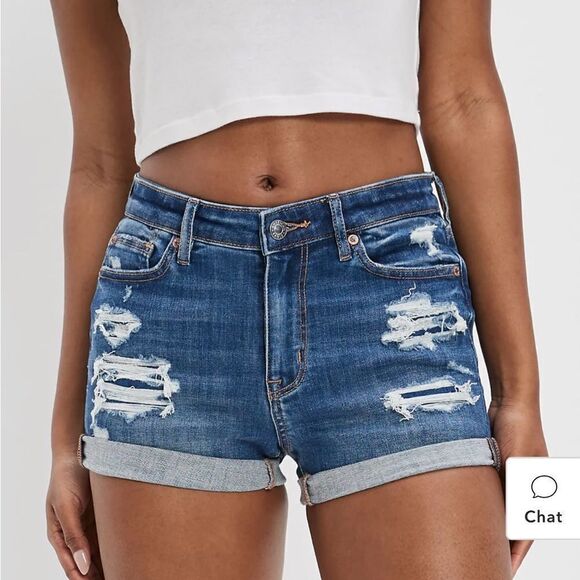 American Eagle Outfitters Pants - EXCELLENT DISTRESSED CONDITION AMERICAN EAGLE CURVY HI-RISE SHORTIE SHORT SIZE 6